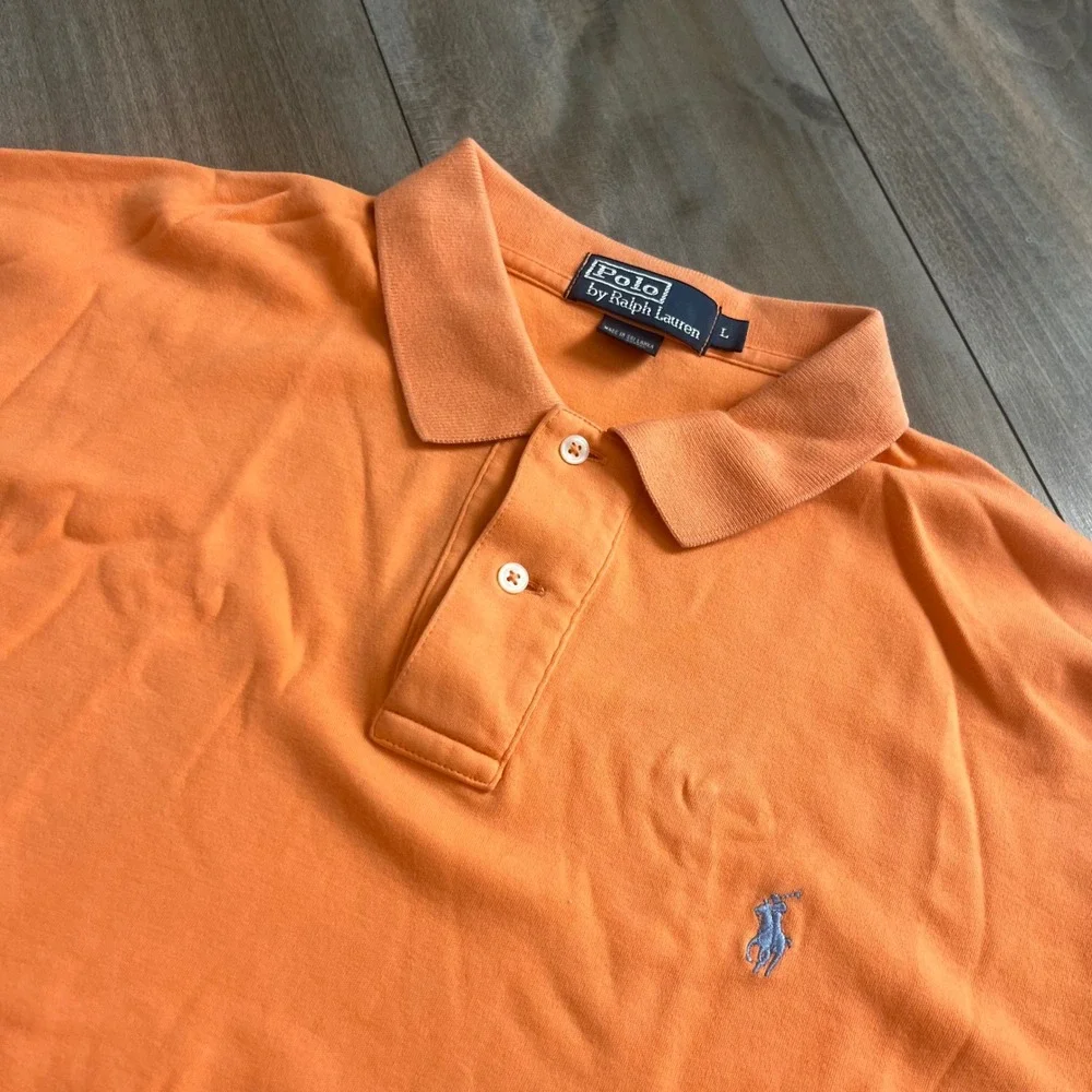 Polo Ralph Lauren Mens Large Orange Short Sleeve Pique Polo Shirt Logo Bin F-14